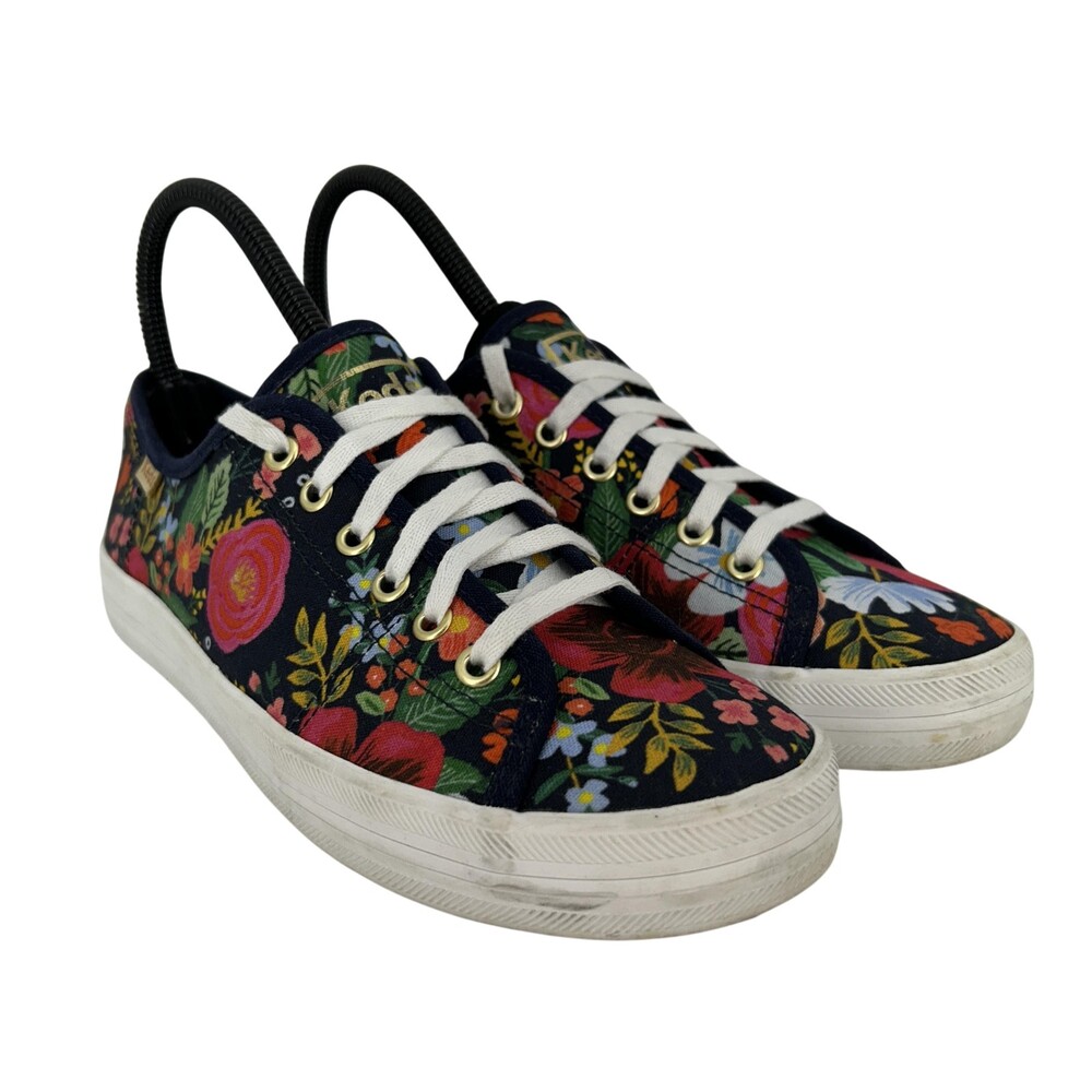 Keds Shoes Womens Size 6.5 Rifle Paper Co Navy Floral Canvas Sneakers WF62895